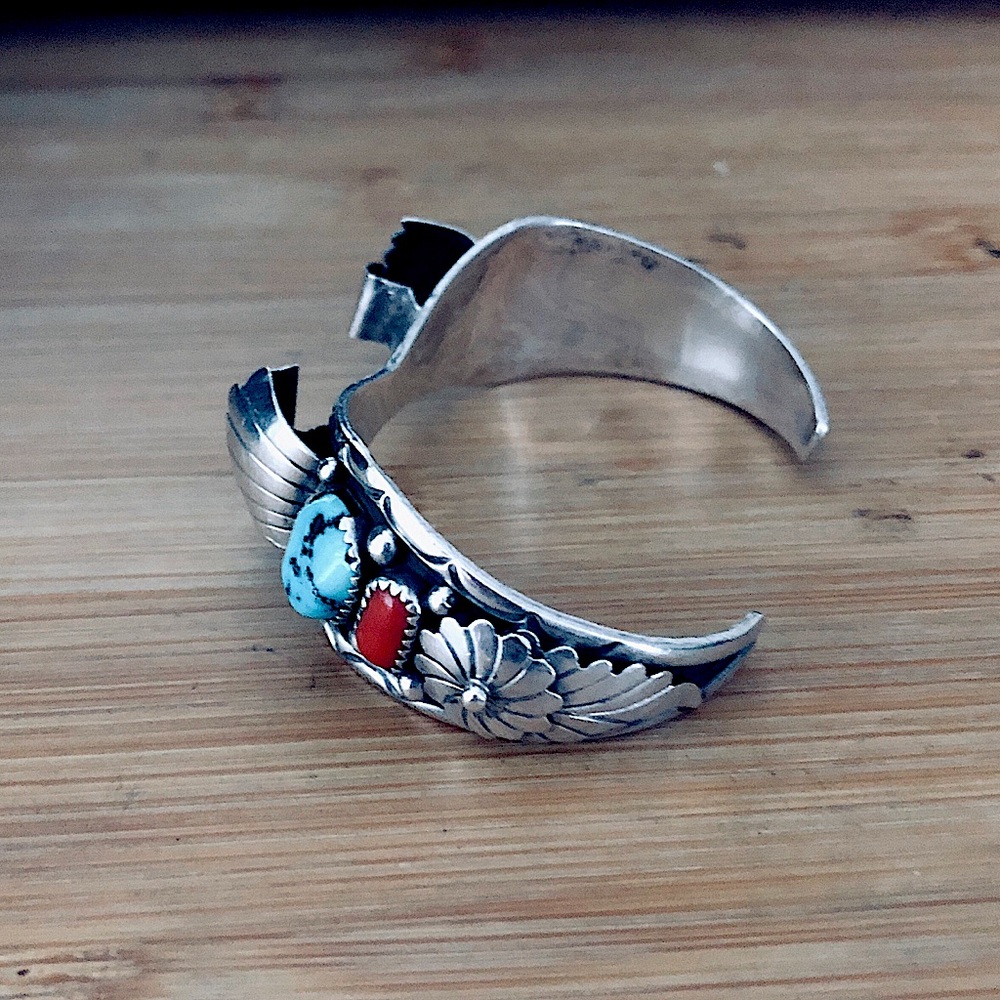 $235  Watch Cuff Vintage Navajo Signed Southwest Sterling Marked RB STERLING